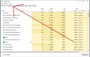 performance tab in task manager