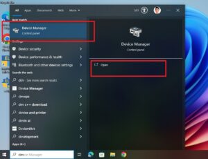 device manager in start menu