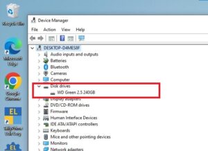disk driver in device manager showing ssd name