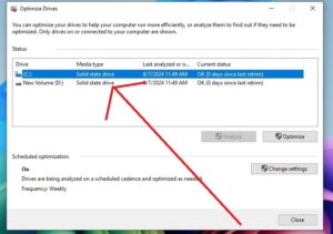 ssd shown in disc defrag tool