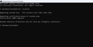 sfc scan screenshot in cmd