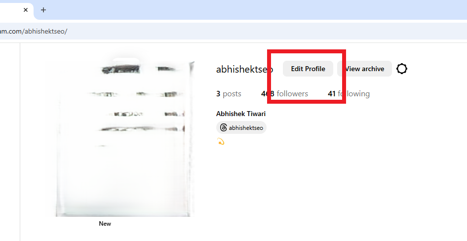edit profile option in Instagram account profile section screenshot