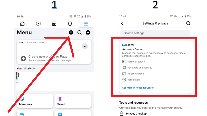 mobile Facebook screenshot of setting option