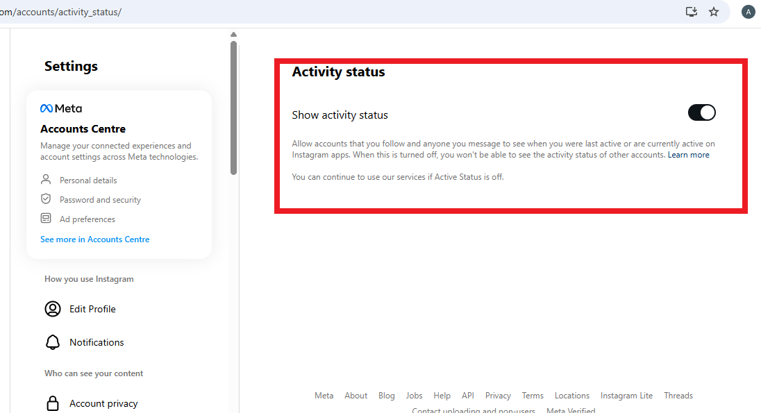 active status turn off toggle